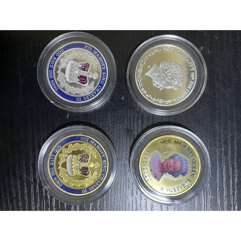 Lot of 4 King Charles III & Queen Elizabeth II Coronation Commemorative